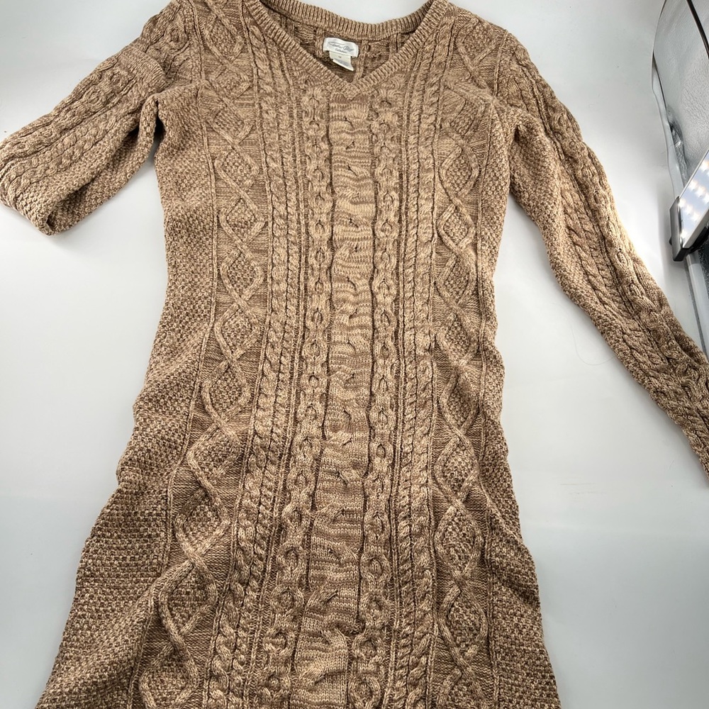 Tasha Polizzi Brown Cable Knit Midi Dress